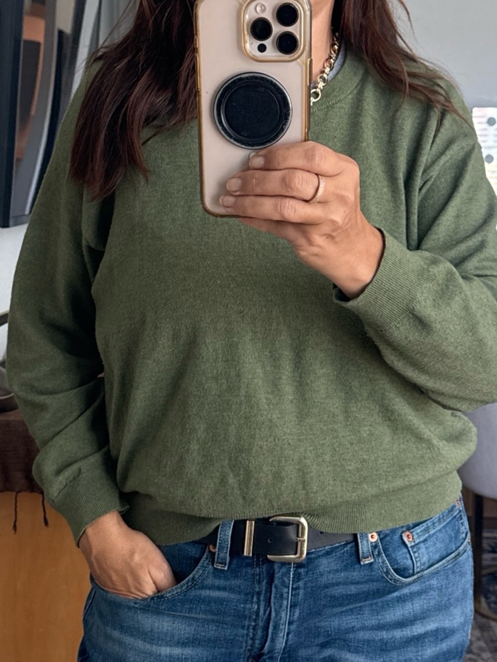 Timing Olive Green Crewneck Sweater